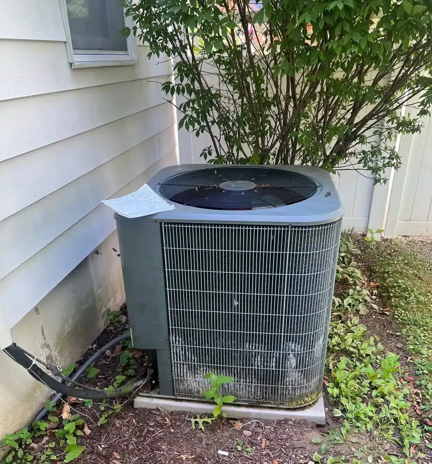 Air conditioner outside of residential home in Hillsdale, NJ.