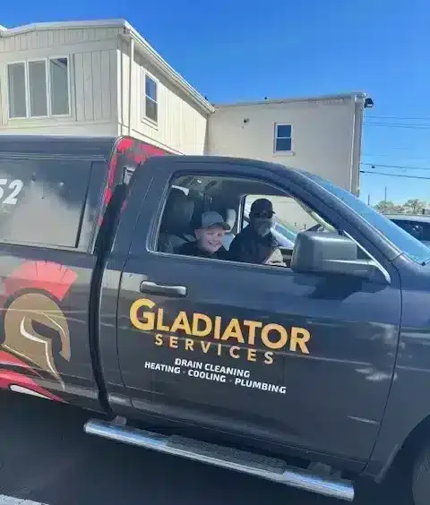 Gladiator owner and son in truck in Hillsdale, NJ.